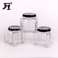 hot selling square 200ml glass honey jars container with metal lids